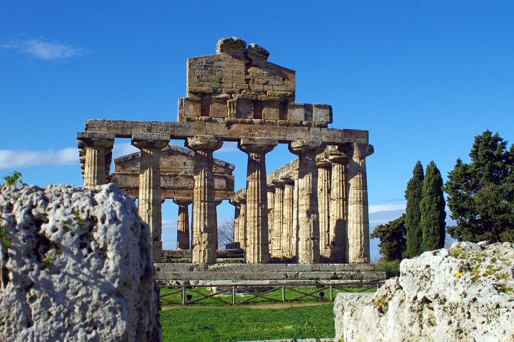 Greek temple at Paestum in Cilento Italy
